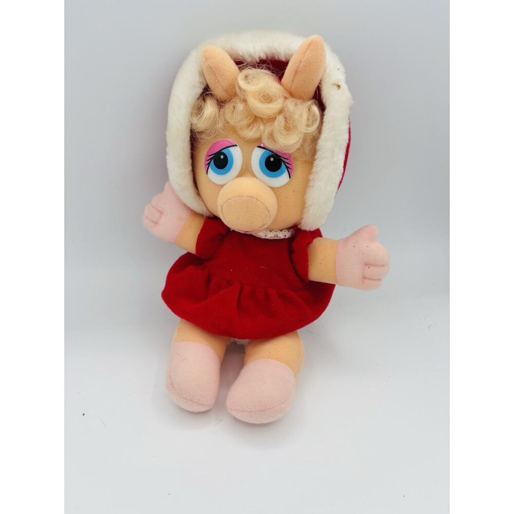 Vintage 1987 Baby Miss Piggy Christmas Plush 11" Jim Henson Muppets Doll
